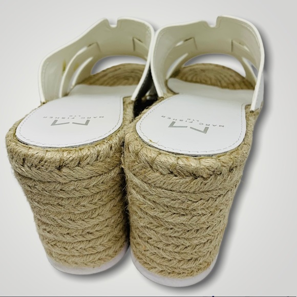 NIB Marc Fisher White Leather Robbyn Espadrille Wedge Sandals - Picture 5 of 12